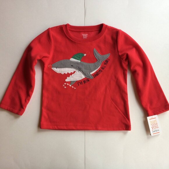 New Shark Christmas Pajamas 4T Set Fleece Shirt Pants PJs Animal Holiday - Picture 2 of 6